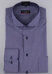 Klassische Bluse MODERN FIT Langarm Hemd lila kariert 8913-98-X14V
