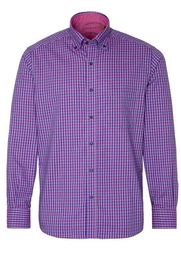 Klassische Bluse REGULAR FIT UPCYCLING Langarm Hemd oxford beere kariert 2478-54