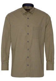 Klassische Bluse MODERN FIT Langarm Hemd kariert gelb-blau 8918-75-X143