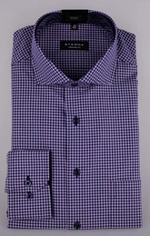Klassische Bluse COMFORT FIT Langarm Hemd lila kariert 8913-98-E14V