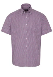 Klassische Bluse REGULAR FIT Kurzarm Hemd punkte blau-rot seersucker 2481-18-WS8