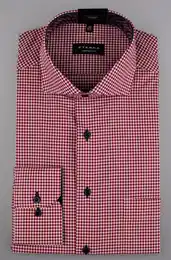 Klassische Bluse COMFORT FIT Langarm Hemd rot-wei kariert 8913-55-E14V