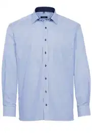 Klassische Bluse COMFORT FIT Langarm Hemd blau-wei gestreift 8992-16-E15P