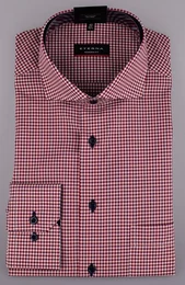 Klassische Bluse MODERN FIT Langarm Hemd rot-wei kariert 8913-55-X14V
