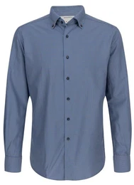 Klassische Bluse REGULAR FIT UPCYCLING SHIRT Langarm Hemd kariert braun-blau