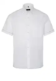 Klassische Bluse REGULAR FIT Kurzarm Hemd wei seersucker 2480-02-WS8B