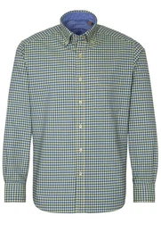 Klassische Bluse REGULAR FIT UPCYCLING Langarm Hemd oxford gelb-blau kariert