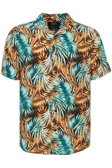 Indicode Kurzarmhemd IDMariol Blau/Mischfarben/Beige/Grün/Grau