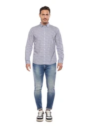 Langarmhemd mit filigranem Allover-Print