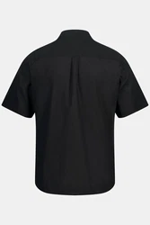 JP1880 Kurzarmhemd Leinenmix-Hemd Buttondown-Kragen Schwarz