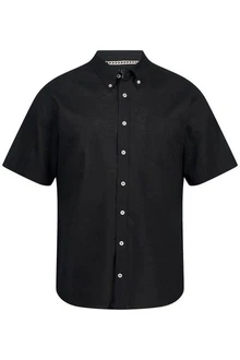 JP1880 Kurzarmhemd Leinenmix-Hemd Buttondown-Kragen
