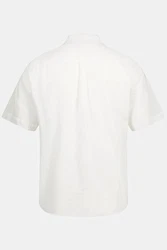 JP1880 Kurzarmhemd Leinenmix-Hemd Buttondown-Kragen Weiß