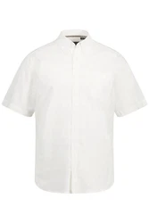 JP1880 Kurzarmhemd Leinenmix-Hemd Buttondown-Kragen Weiß
