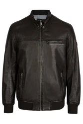 bugatti Lederjacke BULEONARDO Dunkelgrün/Dunkelbraun/Grau/Braun/Dunkelgrau