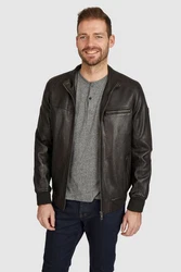 bugatti Lederjacke BULEONARDO Dunkelgrün/Dunkelbraun/Grau/Braun/Dunkelgrau