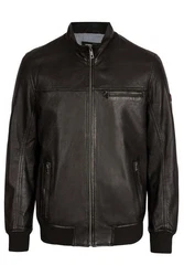 bugatti Lederjacke BULEONARDO Dunkelgrün/Dunkelbraun/Grau/Braun/Dunkelgrau