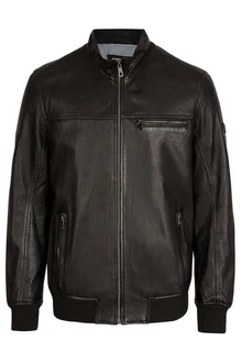 bugatti Lederjacke BULEONARDO Dunkelgrün/Dunkelbraun/Grau/Braun/Dunkelgrau