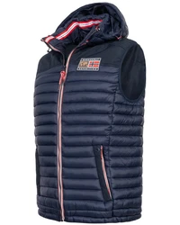 Geographical Norway Steppweste Herren Outdoor Kapuzenweste Dunkelblau/Hellblau