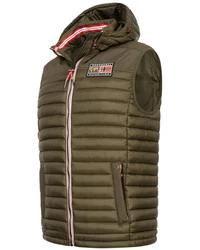 Geographical Norway Steppweste Herren Outdoor Kapuzenweste Dunkelgrün/Khaki/Grün