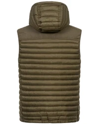 Geographical Norway Steppweste Herren Outdoor Kapuzenweste Dunkelgrün/Khaki/Grün