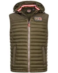 Geographical Norway Steppweste Herren Outdoor Kapuzenweste Dunkelgrün/Khaki/Grün