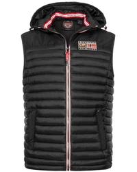 Geographical Norway Steppweste Herren Outdoor Kapuzenweste Schwarz