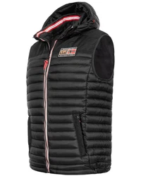 Geographical Norway Steppweste Herren Outdoor Kapuzenweste Schwarz
