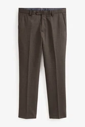 Next Anzughose Slim Fit Flanell-Anzug (1-tlg) Khaki/Braun/Grau/Dunkelbraun