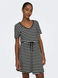 ONLY Relax-fit Jeans ONLMAY S/S V-NECK SHORT DRESS JRS Schwarz/Dunkelblau/Braun