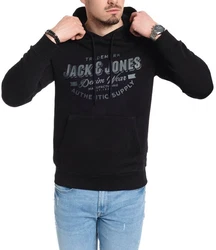 Jack & Jones Kapuzensweatshirt Logodruck Schwarz/Dunkelblau
