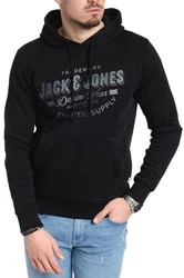 Jack & Jones Kapuzensweatshirt Logodruck Schwarz/Dunkelblau