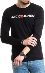 Jack & Jones Langarmshirt mit Printaufdruck Schwarz/Hellblau