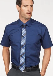 Man's World Kurzarmhemd Dunkelblau/Blau