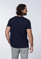 Chiemsee Print-Shirt T-Shirt im Label-Look Lila/Dunkelblau/Gelb