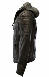 Zimmert Lederjacke Carlo mit abnehmbarer Kapuze Cognac/Schwarz/Dunkelbraun