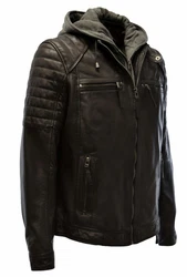 Zimmert Lederjacke Carlo mit abnehmbarer Kapuze Cognac/Schwarz/Dunkelbraun