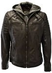 Zimmert Lederjacke Carlo mit abnehmbarer Kapuze Cognac/Schwarz/Dunkelbraun