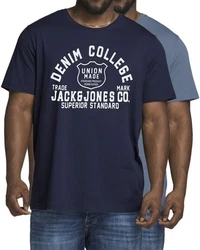 Jack & Jones Print-Shirt (2er-Pack) Dunkelblau/Blau/Hellblau