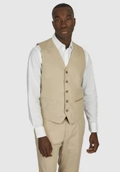 HECHTER PARIS Anzugweste mit Knopfleiste Khaki/Beige/Braun