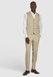 HECHTER PARIS Anzugweste mit Knopfleiste Khaki/Beige/Braun