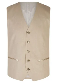 HECHTER PARIS Anzugweste mit Knopfleiste Khaki/Beige/Braun