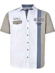 Jan Vanderstorm Kurzarmhemd BODVAR +Fit Kollektion Rot/Grau/Beige/Weiß