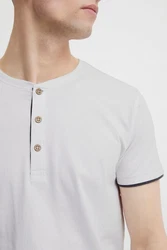 Indicode Tony T-Shirt Layershirt mit Knopfleiste Grau/Hellgrau