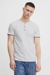 Indicode Tony T-Shirt Layershirt mit Knopfleiste Grau/Hellgrau