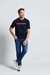 bugatti T-Shirt mit Logo-Print Dunkelblau