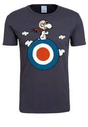 LOGOSHIRT T-Shirt Peanuts Snoopy Pilot Blau/Schwarz/Creme/Silber