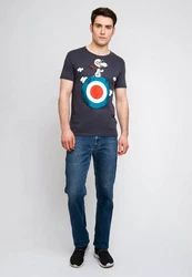 LOGOSHIRT T-Shirt Peanuts Snoopy Pilot Blau/Schwarz/Creme/Silber