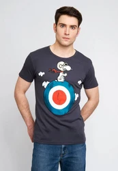 LOGOSHIRT T-Shirt Peanuts Snoopy Pilot Blau/Schwarz/Creme/Silber