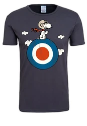 LOGOSHIRT T-Shirt Peanuts Snoopy Pilot Blau/Schwarz/Creme/Silber
