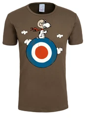 LOGOSHIRT T-Shirt Peanuts Snoopy Pilot Braun/Creme/Khaki/Schwarz/Dunkelgrün
